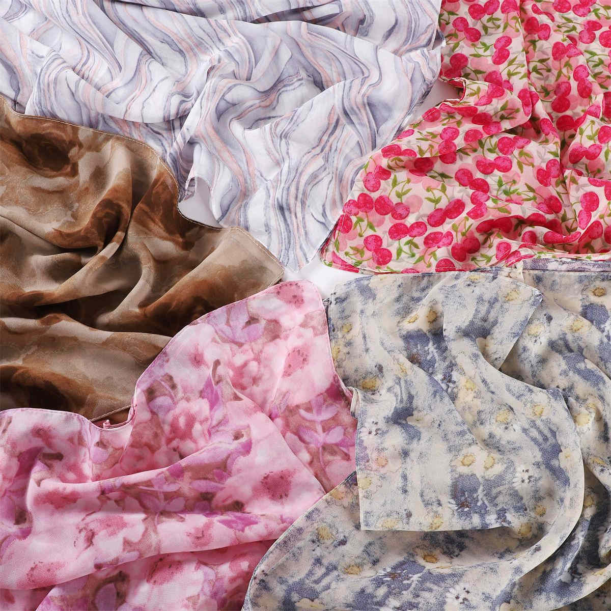Fragmented Classic Plaid Pearl Chiffon Square Scarf