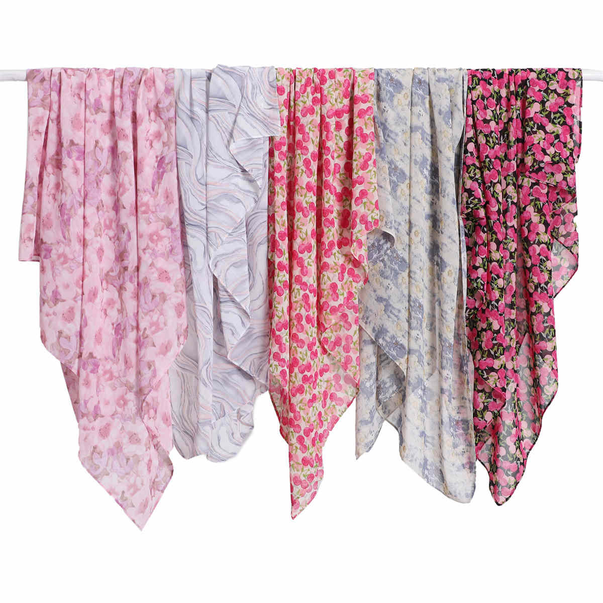 Fragmented Classic Plaid Pearl Chiffon Square Scarf
