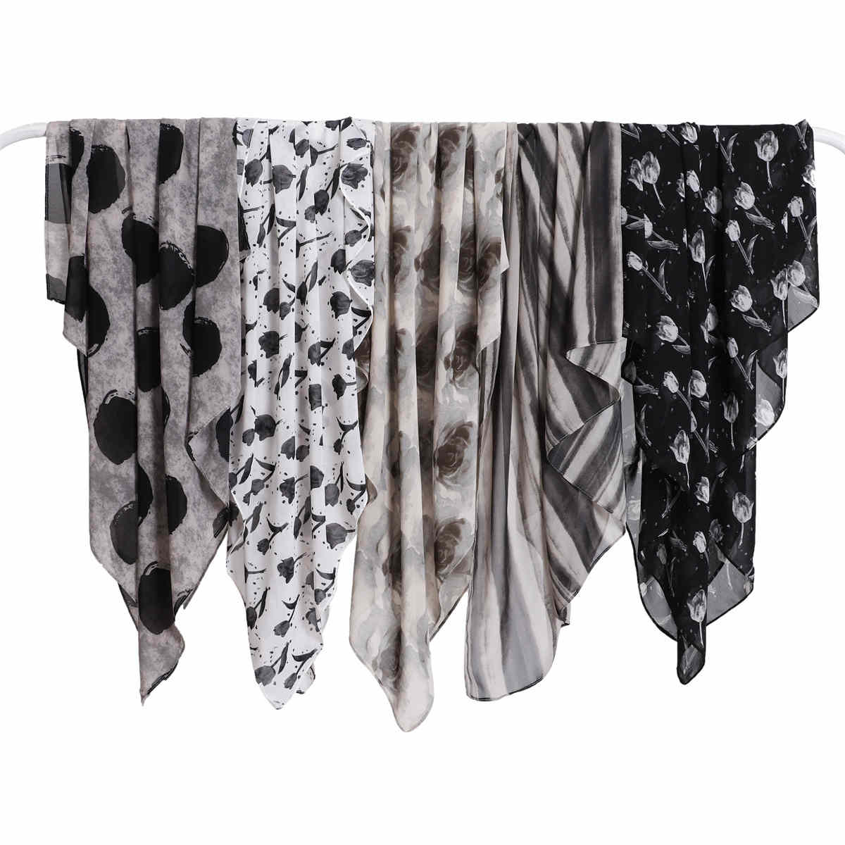 Fragmented Classic Plaid Pearl Chiffon Square Scarf