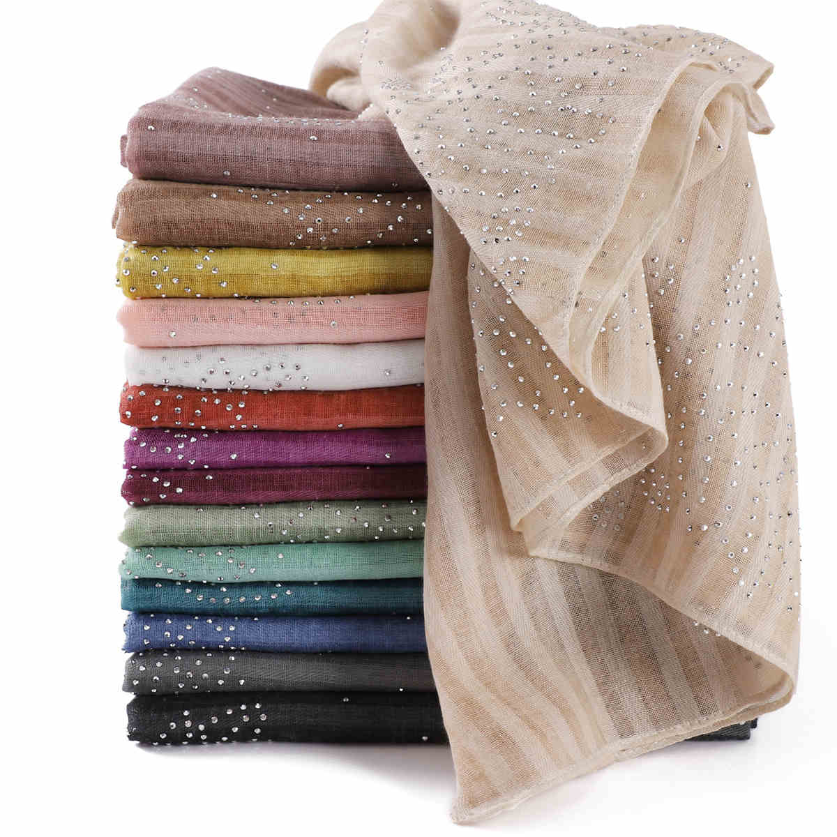 Monochrome cotton  linen scarf shawl