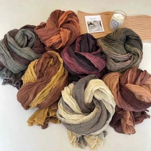 Gradient Cotton  Hemp Scarf Shawl Multi Color Neck Girl