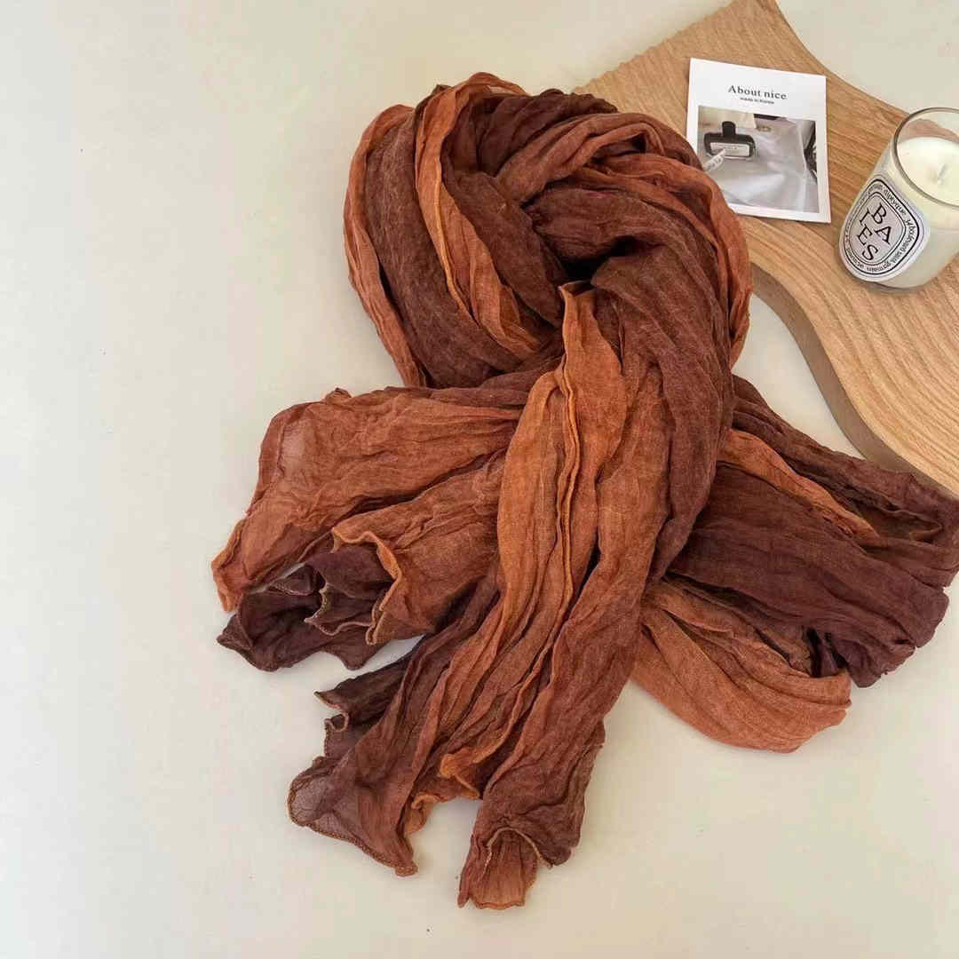 Gradient Cotton  Hemp Scarf Shawl Multi Color Neck Girl