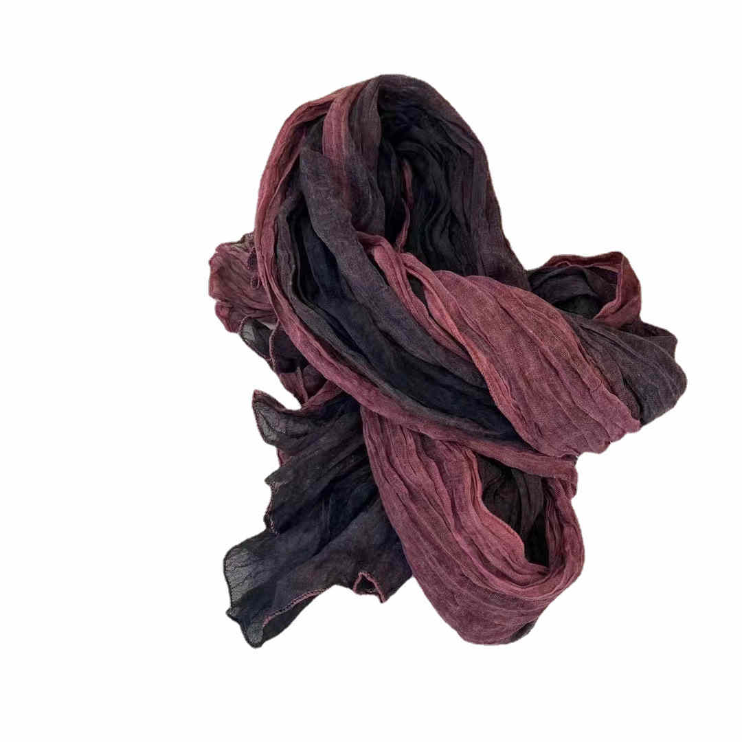 Gradient Cotton  Hemp Scarf Shawl Multi Color Neck Girl