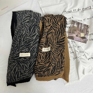 Zebra pattern thin cotton  linen scarf shawl