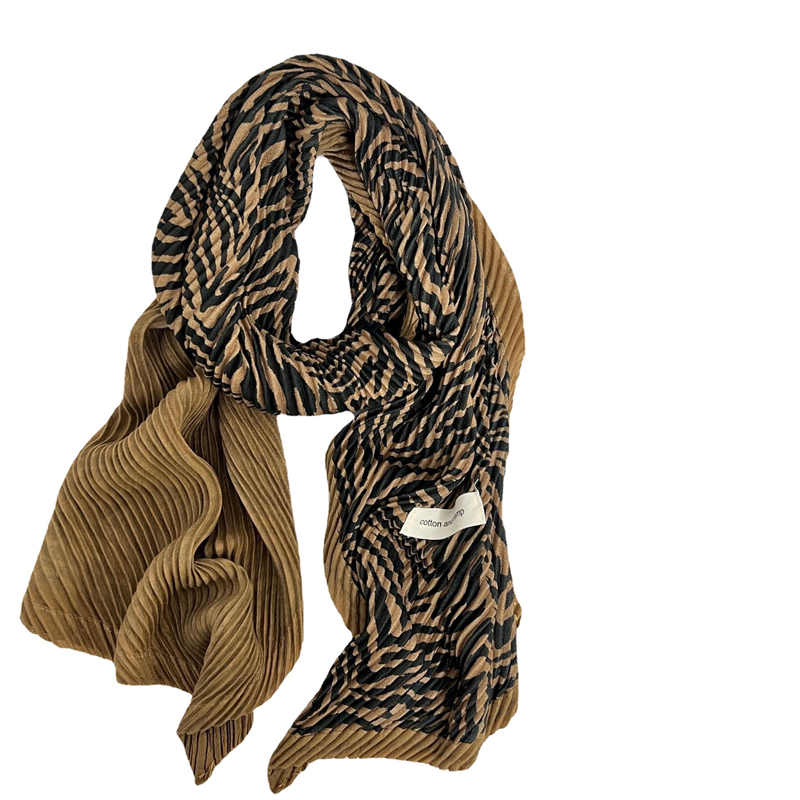 Zebra pattern thin cotton  linen scarf shawl