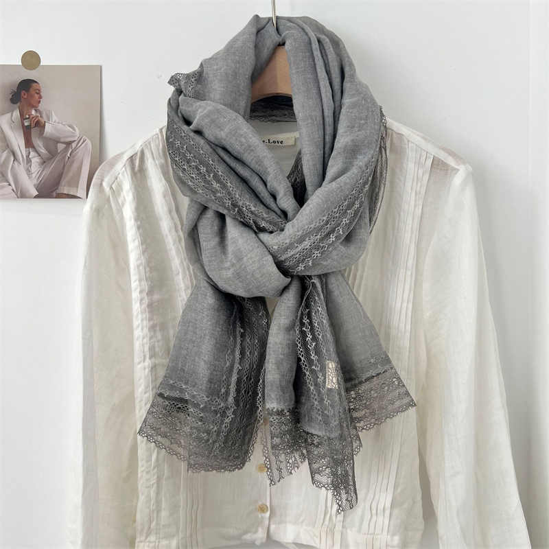 Cotton  linen shawl solid color