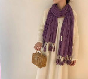 Cotton linen scarf solid color shawl thin silk scarf