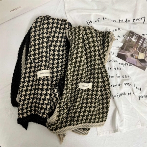 Cotton  linen scarf retro thousand bird plaid long shawl