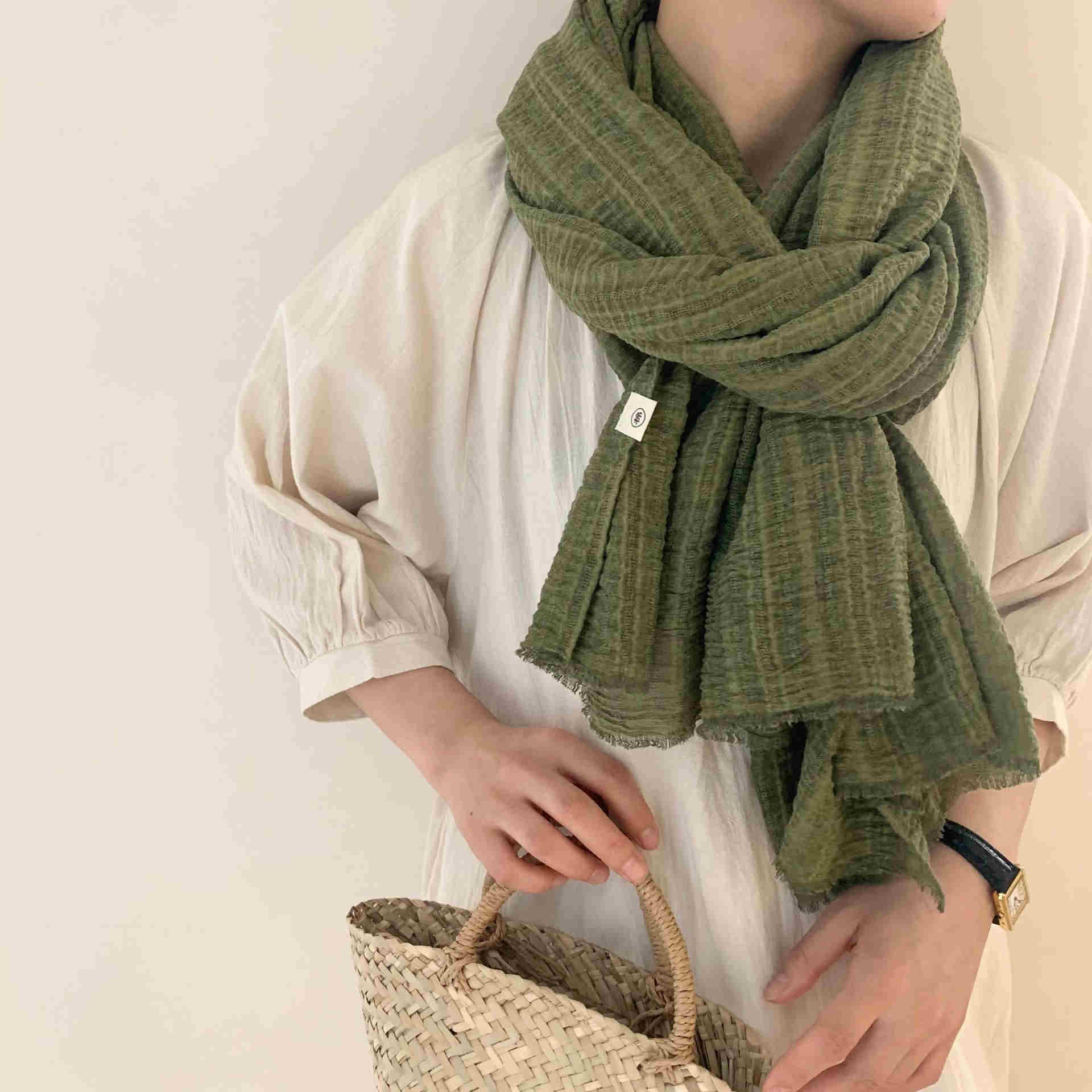 Cotton  linen scarf solid shawl