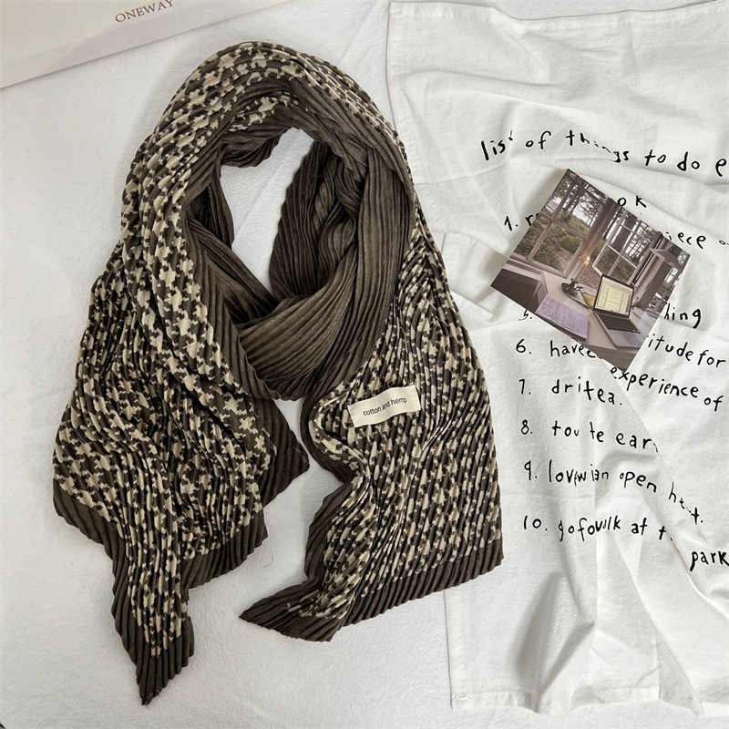 Cotton  linen scarf retro thousand bird plaid long shawl