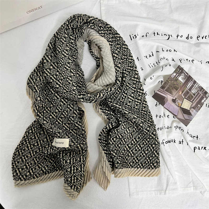 Double layer cotton linen scarf