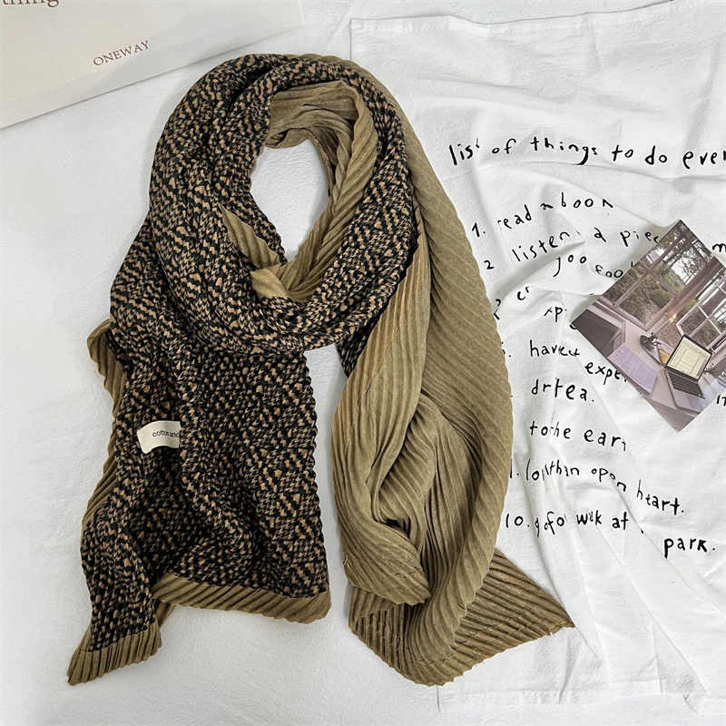 Double layer cotton linen scarf