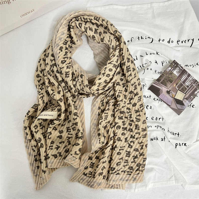 Double layer cotton linen scarf
