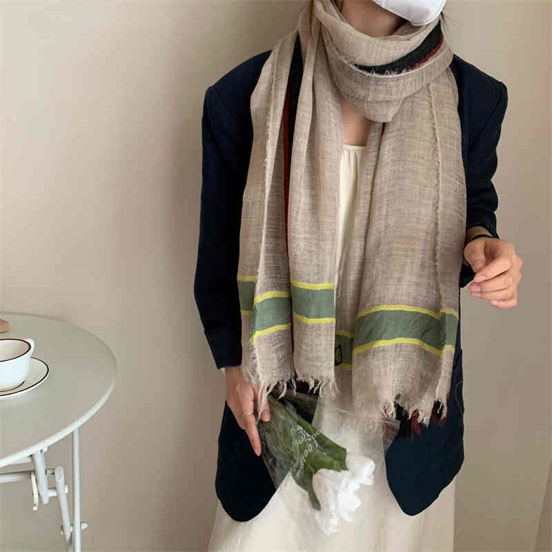Contrast color patchwork insulation thin plaid autumn long shawl
