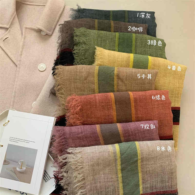 Contrast color patchwork insulation thin plaid autumn long shawl