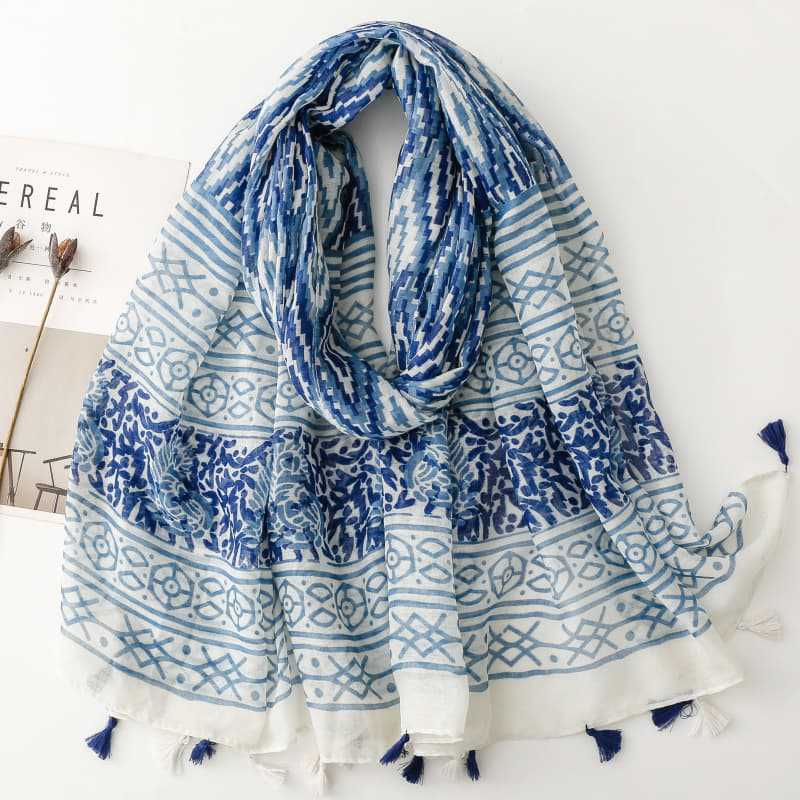 Celadon Scarf Geometric Bali Yarn Shawl Suppliers