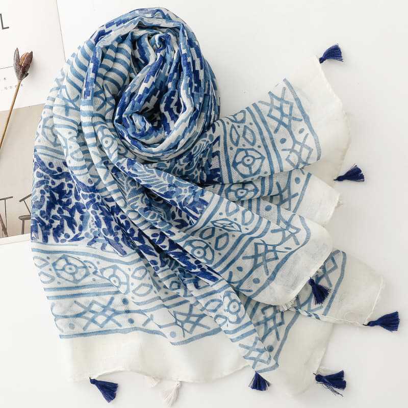Celadon Scarf Geometric Bali Yarn Shawl Suppliers