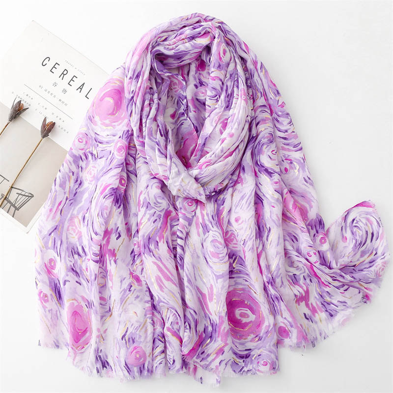 Chinese oil painting scarf women fashion shawl