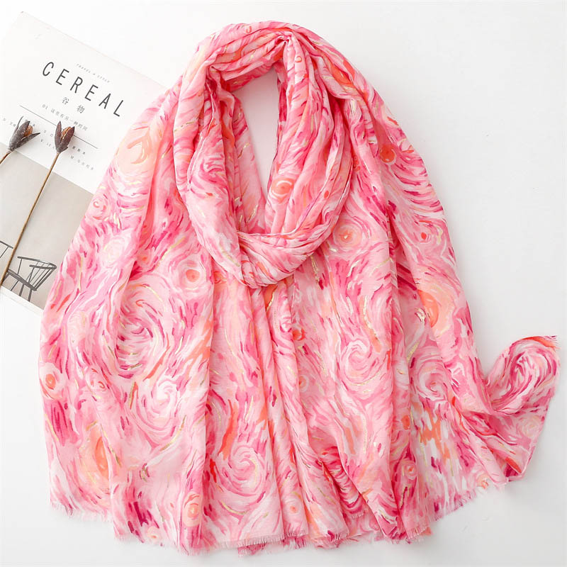 Chinese oil painting scarf women fashion shawl