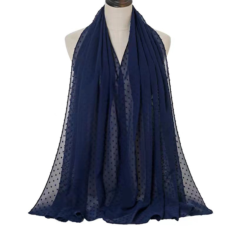 China Pearl Scarf Manufacturer Pleated Head Scarf