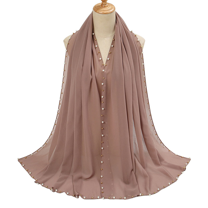 Custom nailed pearl chiffon scarf Malaysian turban chiffon hijab