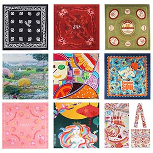 Customized digital printed silk scarf imitation silk square scarf