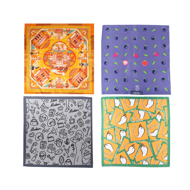 Customized digital printed silk scarf imitation silk square scarf