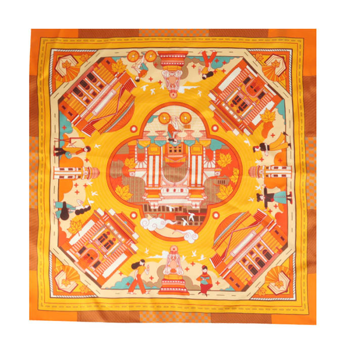 Customized digital printed silk scarf imitation silk square scarf