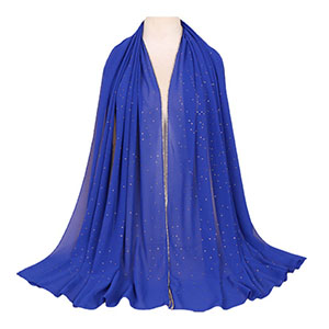 Solid color pearl chiffon scarf chain women hot diamond chiffon headscarf