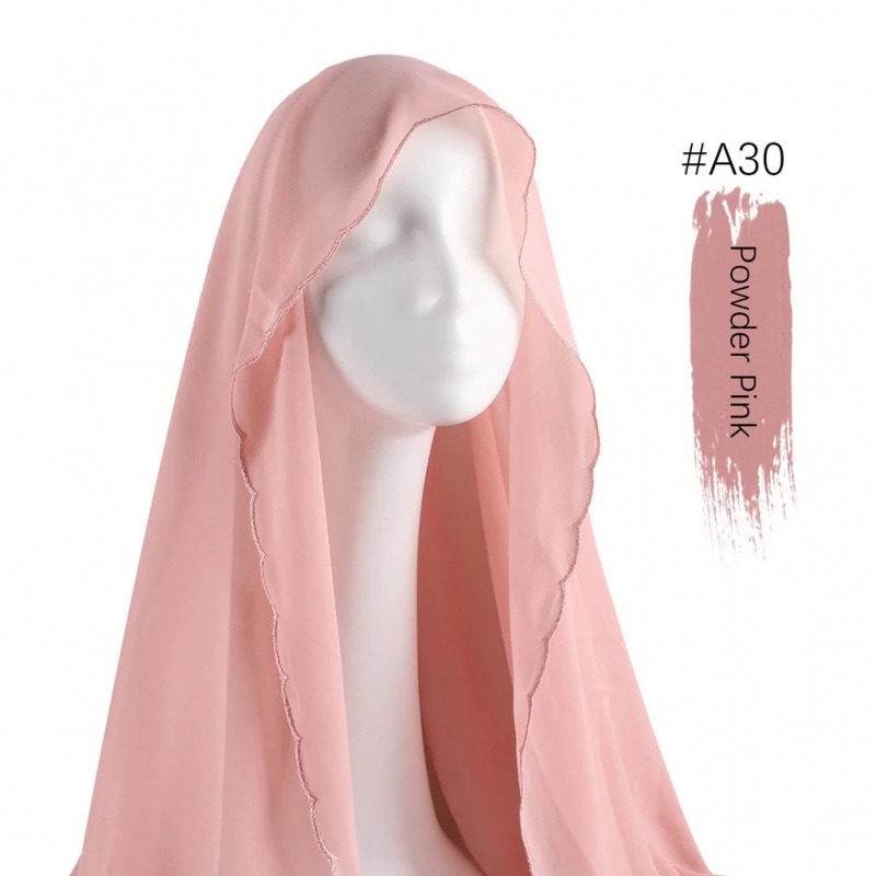 Solid color pearl chiffon scarf chain women hot diamond chiffon headscarf