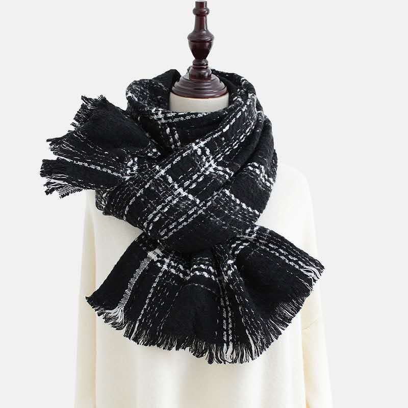 Plaid simple scarf women imitation cashmere knitted shawl wholesale
