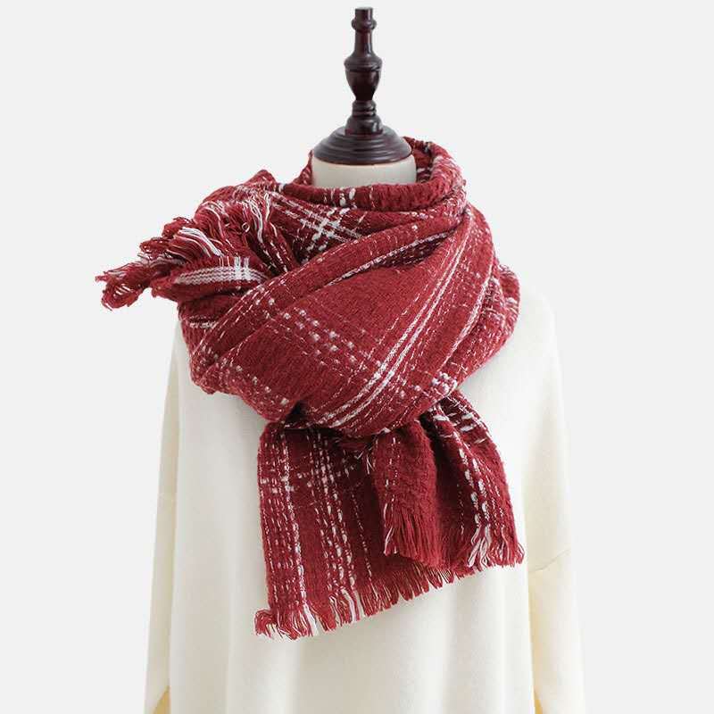 Plaid simple scarf women imitation cashmere knitted shawl wholesale