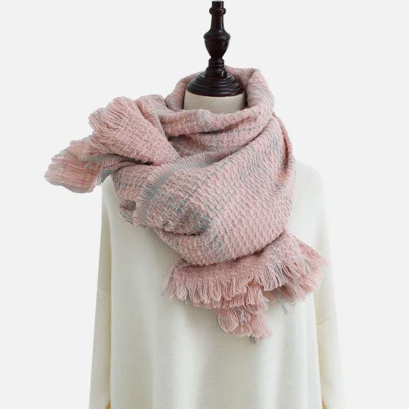 Plaid simple scarf women imitation cashmere knitted shawl wholesale