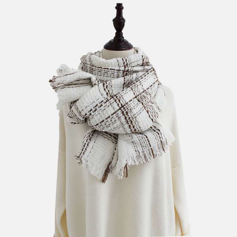 Plaid simple scarf women imitation cashmere knitted shawl wholesale