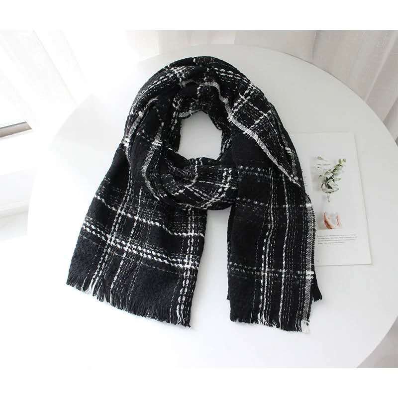 Plaid simple scarf women imitation cashmere knitted shawl wholesale