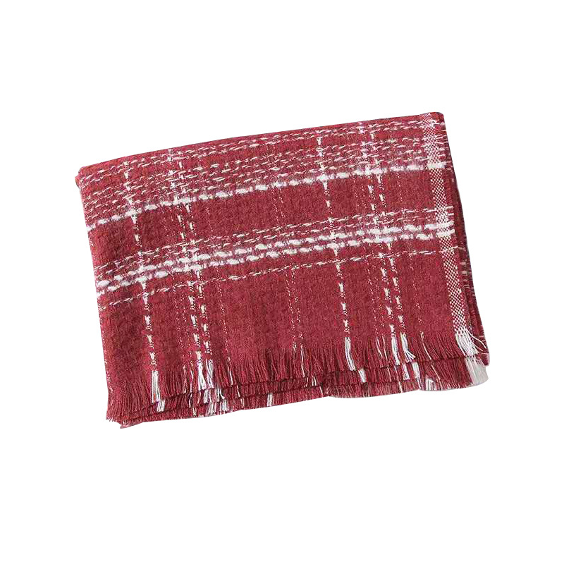 Plaid simple scarf women imitation cashmere knitted shawl wholesale