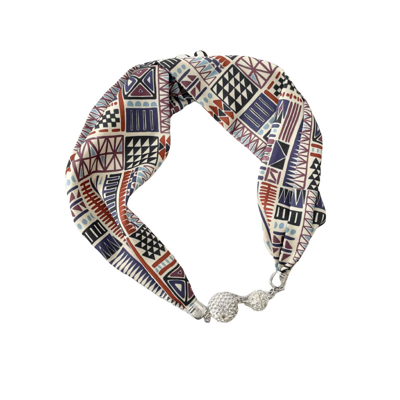 Wholesale pendant pearl silk scarf magnetic buckle necklace scarf manufacturer
