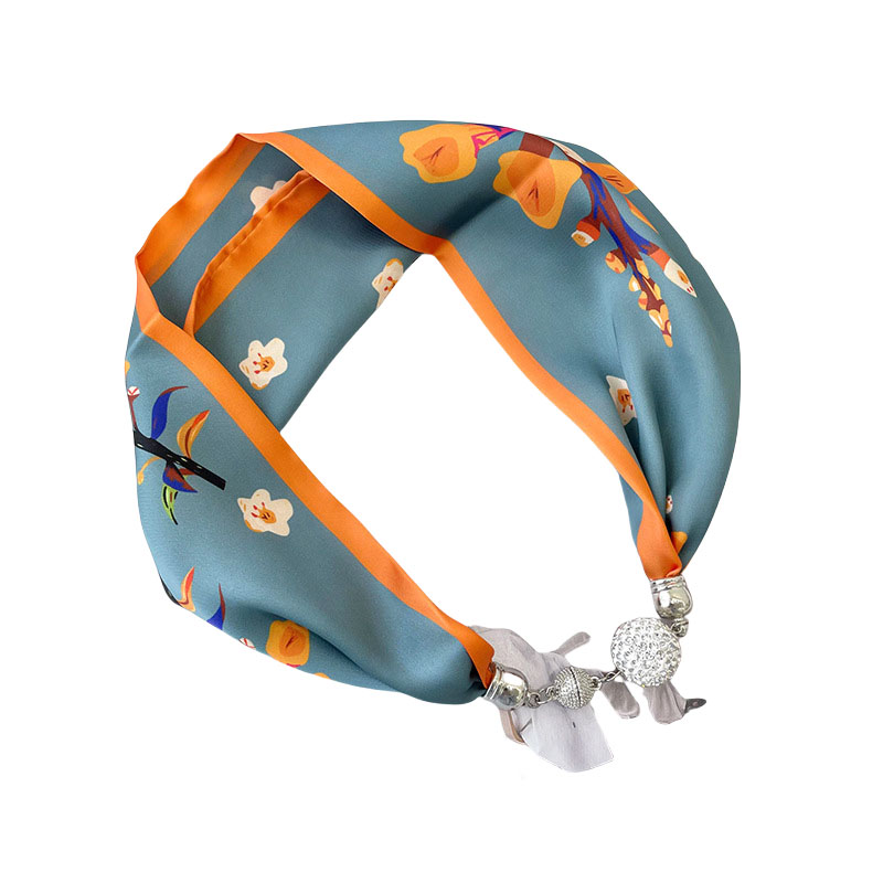 Wholesale pendant pearl silk scarf magnetic buckle necklace scarf manufacturer
