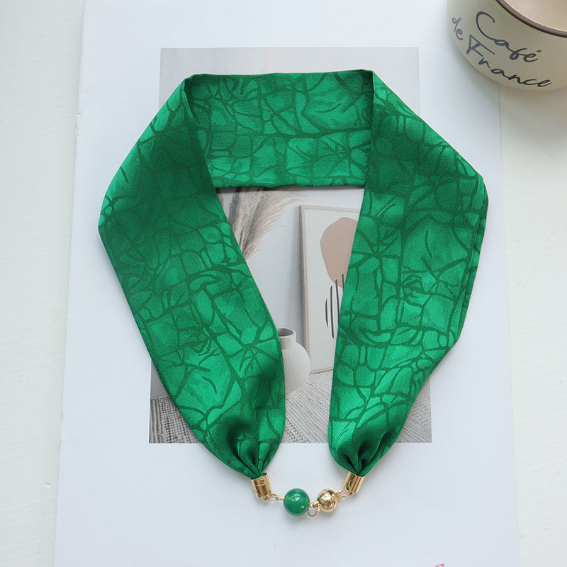 Wholesale Pearl Necklace Magnetic Buckle Silk Scarf Women Scarf Manufacturer