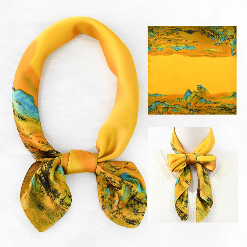 wholesale custom silk scarf printing 70cm silk scarf