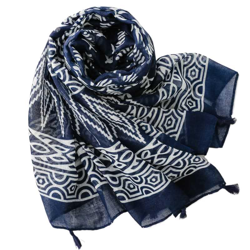 China scarf factory women blue and white porcelain scarf