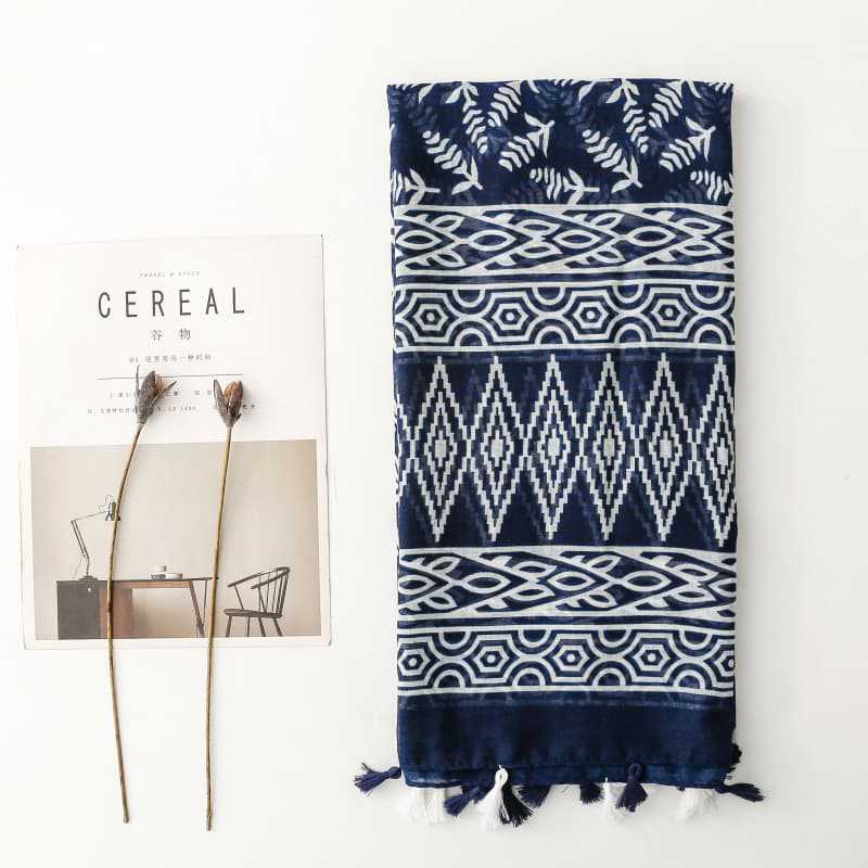 China scarf factory women blue and white porcelain scarf