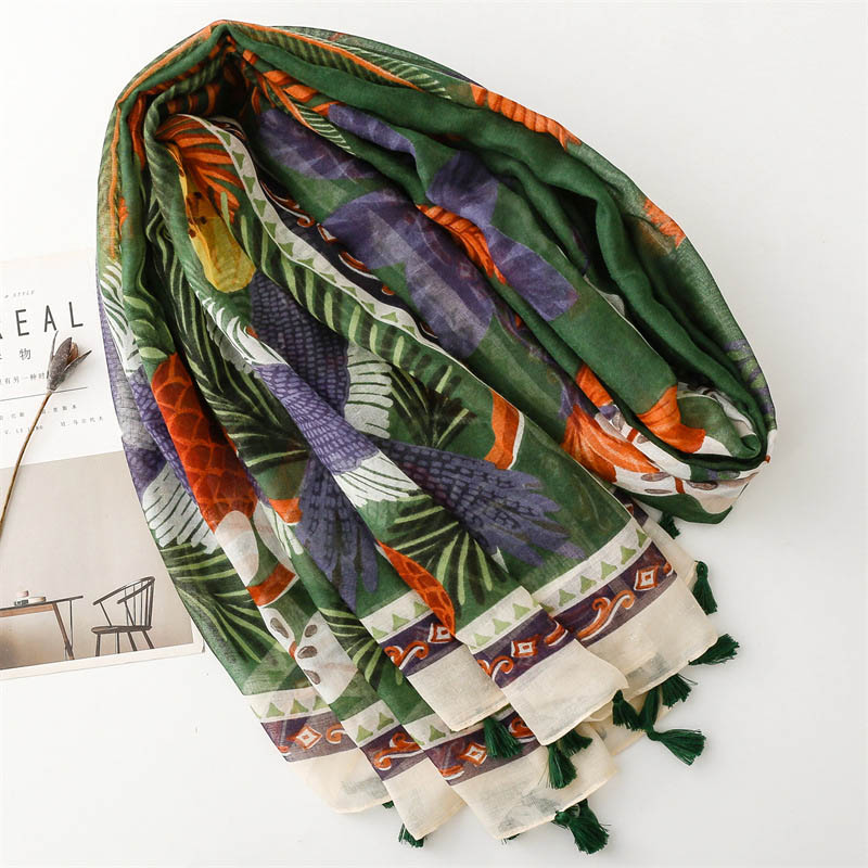 China scarf factory women plant print scarf