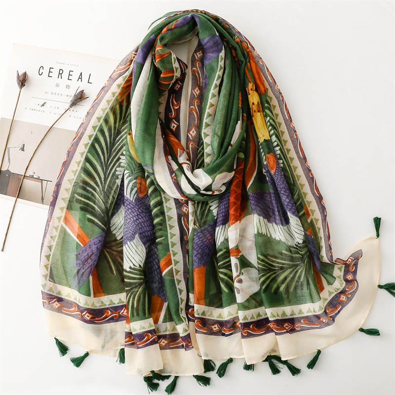 China scarf factory women plant print scarf