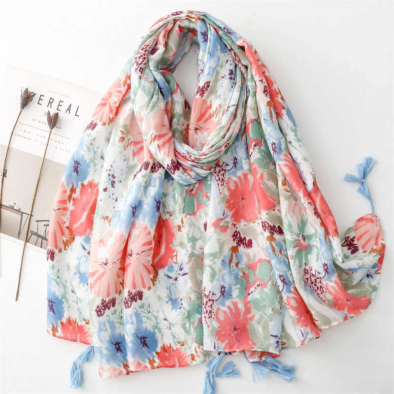 China scarf factory women floral cotton scarf