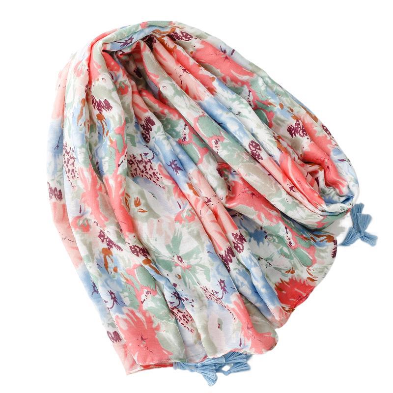 China scarf factory women floral cotton scarf
