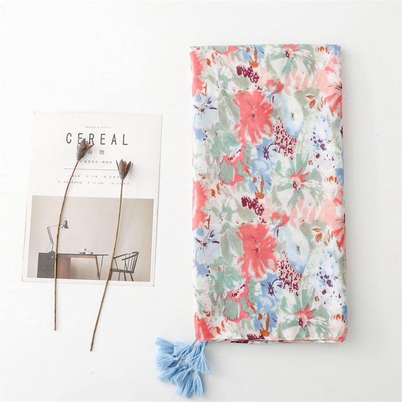 China scarf factory women floral cotton scarf