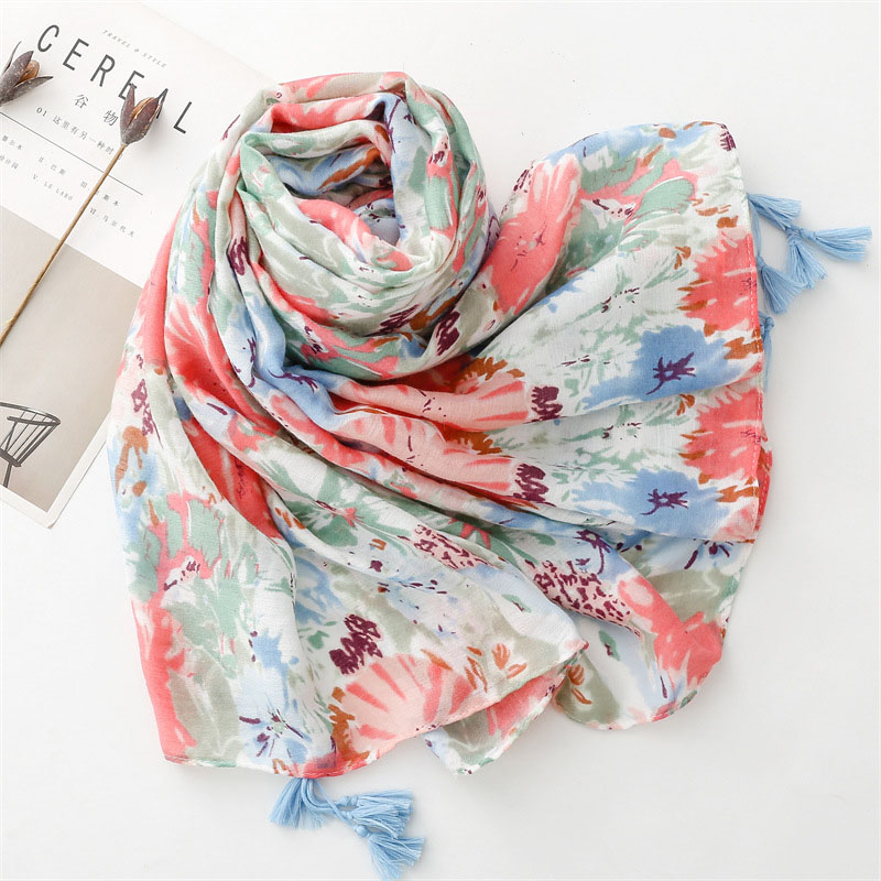 China scarf factory women floral cotton scarf