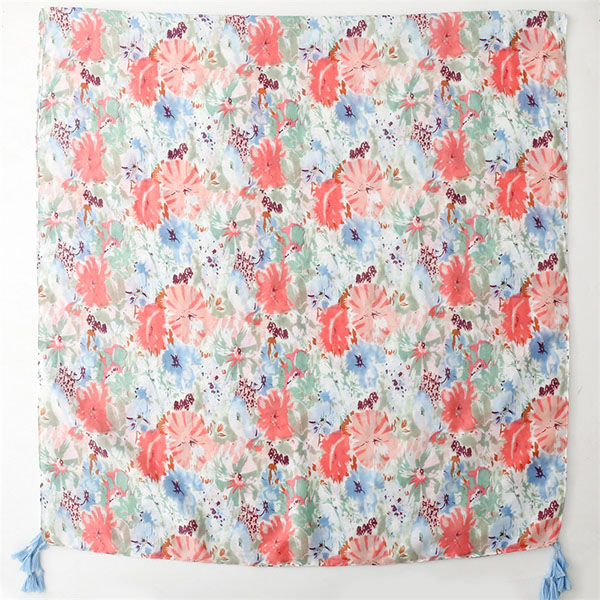 China scarf factory women floral cotton scarf