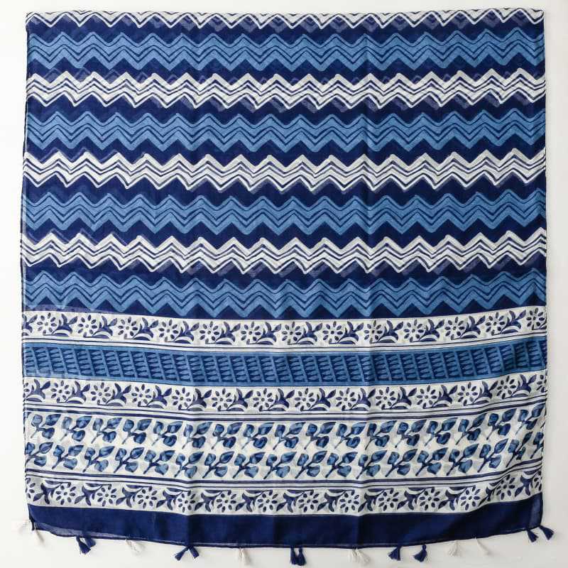 China scarf factory blue and white porcelain cotton scarf